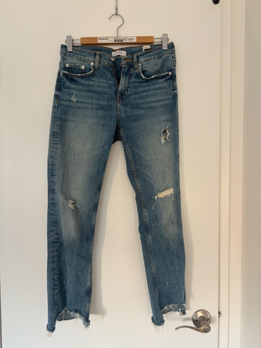 Zara Mid Rise Distressed Skinny Jeans | Raw Hem Stretch Denim